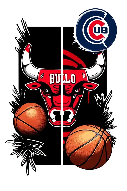 1. Dual-Sided Basketball: This design would be a great way to showcase your love for both the Chicago Bulls and the Cubs tattoo design idea