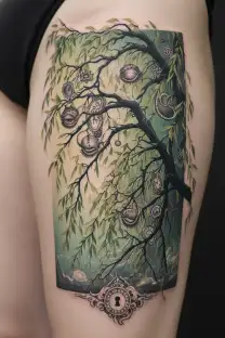 weeping Willow branches tattoo design idea