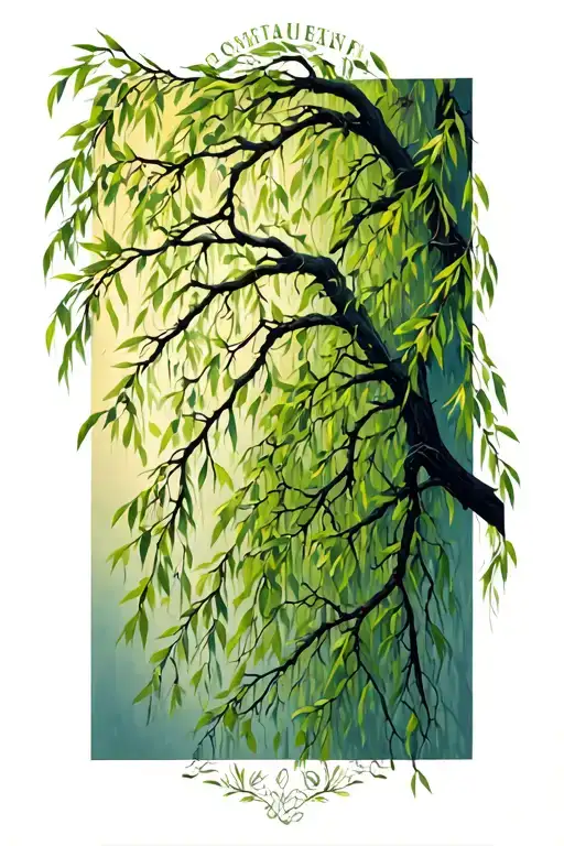 weeping Willow branches tattoo design idea