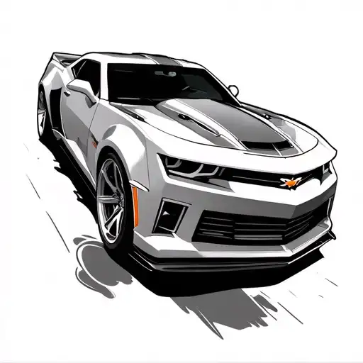 silhoutte of a camaro outline sideview tattoo design idea