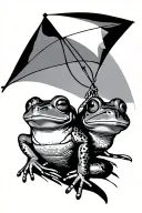 frog and toad flying a kite in a minimalist style tattoo tattoo design idea