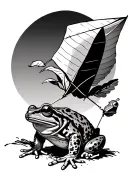frog and toad flying a kite in a minimalist style tattoo tattoo design idea