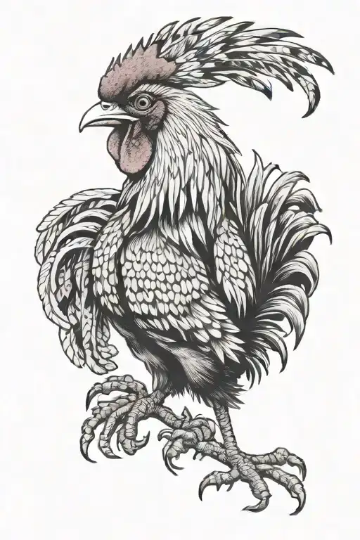 french warrior rooster tattoo design idea
