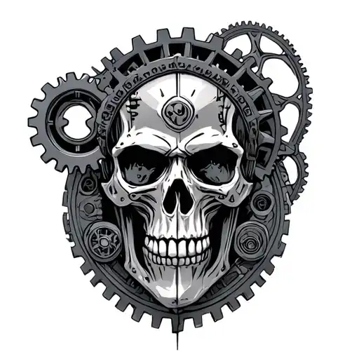 Warhammer dark mechanicus skull with gears tattoo design idea