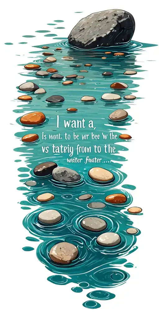 I want a quote written among pebbles under water. I want ripples to be in the water from a skimming stone tattoo design idea