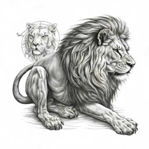 veterinarian with lion inside a spartan tattoo design idea