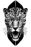 roses and jaguar face tattoo design idea