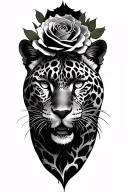 roses and jaguar face tattoo design idea