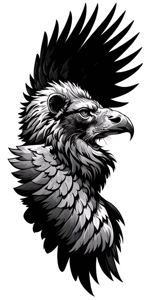 lion Eagle wing attached tattoo design idea