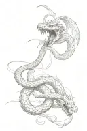snake fights with a dragon flying tattoo design idea
