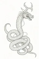 snake fights with a dragon flying tattoo design idea