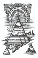 teepee, wild west tattoo design idea