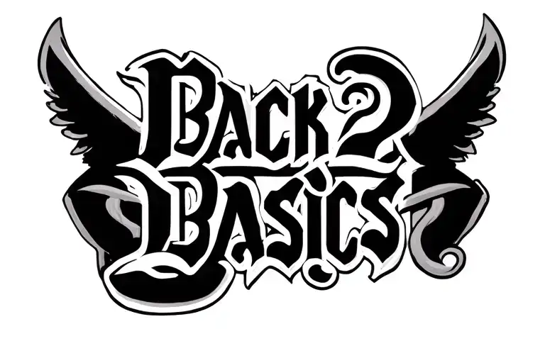 Wording "Back 2 Da Basics" in gothic letters tattoo design idea
