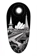 The pantheon, the Singapore gardens, Thai temples, Vietnam trains, the Great Wall, the Milky Way, Sydney opera house, ma tattoo design idea