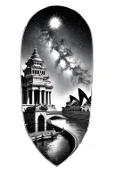 The pantheon, the Singapore gardens, Thai temples, Vietnam trains, the Great Wall, the Milky Way, Sydney opera house, ma tattoo design idea