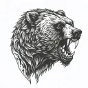 a bear with daggers in its mouth and white eyes tattoo design idea