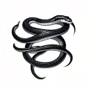 two coral snakes appearing to be wrapped around the collarbones tattoo design idea