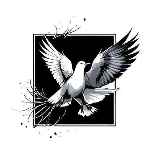 feather  and doves coming out flying  tattoo design idea