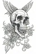 skeleton bird screaming skull tattoo design idea