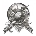 An abstract design inspired by the concept of constant movement and change, reflecting the client's passion for traveling tattoo design idea