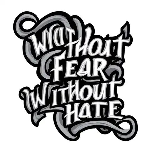 Chicano style font which says without fear without hate  tattoo design idea