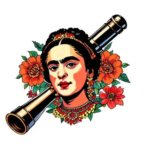Frida Kahlo round telescope with the tattoo design idea