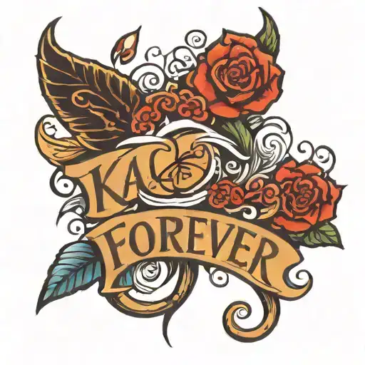 Kaila Forever written in script with hearts tattoo design idea