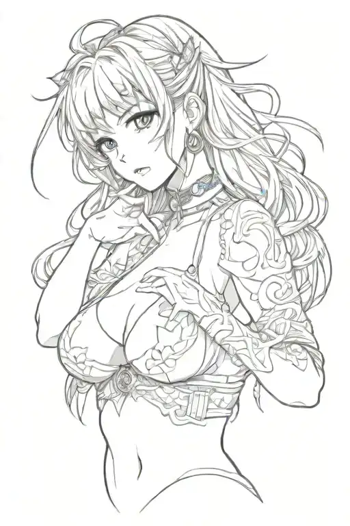 busty nsfw anime waifu ahegao tattoo design idea