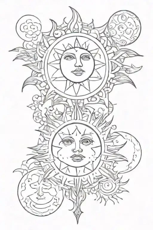sun and moon phases tattoo tattoo design idea
