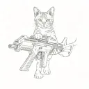 a cat holding a gun tattoo design idea