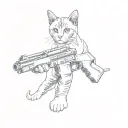 a cat holding a gun tattoo design idea