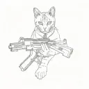 a cat holding a gun tattoo design idea