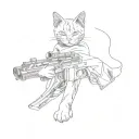 a cat holding a gun tattoo design idea