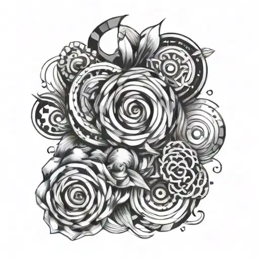 5 ELEMEMTS ROUND IN SHAPE tattoo design idea