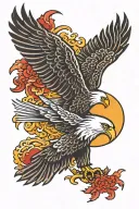eagle and sun setting tattoo design idea