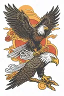 eagle and sun setting tattoo design idea
