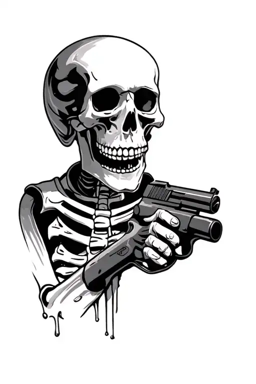 skeleton with a gun tattoo design idea