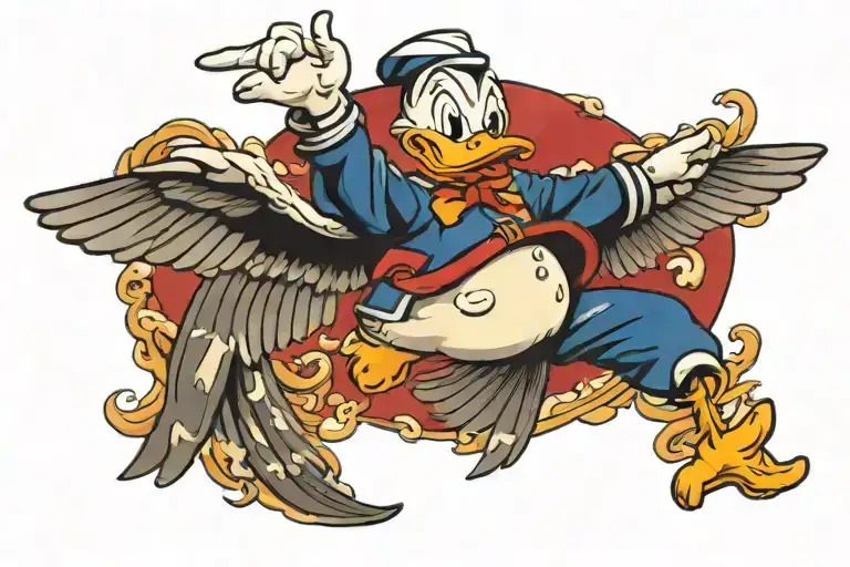  Donald duck flying tattoo design idea