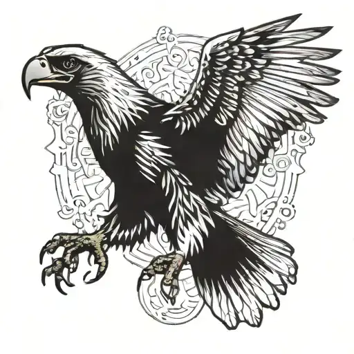 the eagle flies with its wings spread tattoo design idea