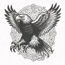 the eagle flies with its wings spread tattoo design idea