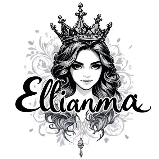 "Elianna" princess crown tattoo design idea