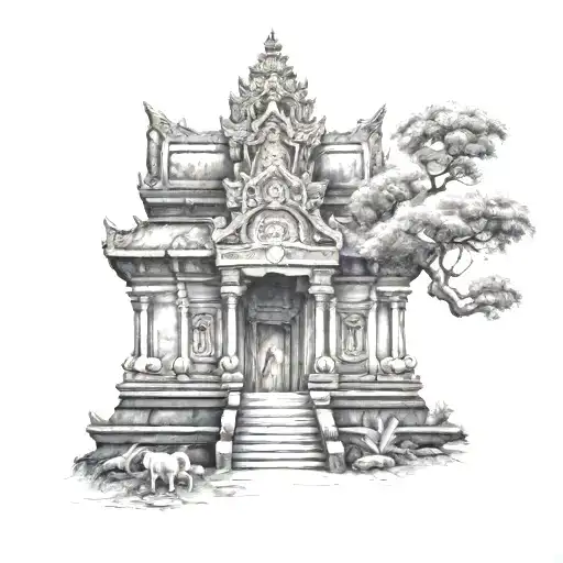 Affe , Temple Angkor wat tattoo design idea