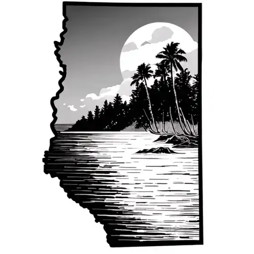 South Dakota mixed with Hawaii tattoo design idea
