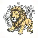  generate a image a unique tattoo combination of lion and automotive for forarm   tattoo design idea