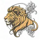  generate a image a unique tattoo combination of lion and automotive for forarm   tattoo design idea