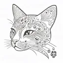 Paw Print cat boho linework design tattoo design idea