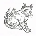 Paw Print cat boho linework design tattoo design idea