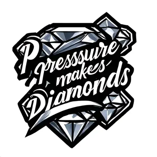 "pressure makes diamonds" cursive tattoo design idea