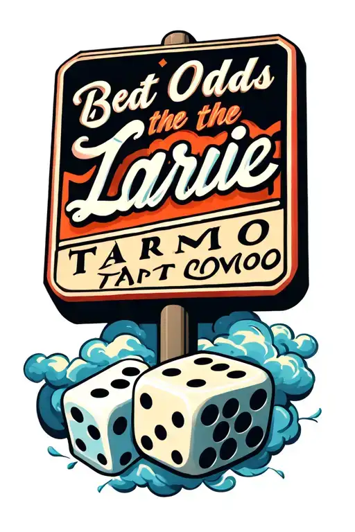 Street sign with Laramie with clouds behind it and beat the odds with dice  tattoo design idea