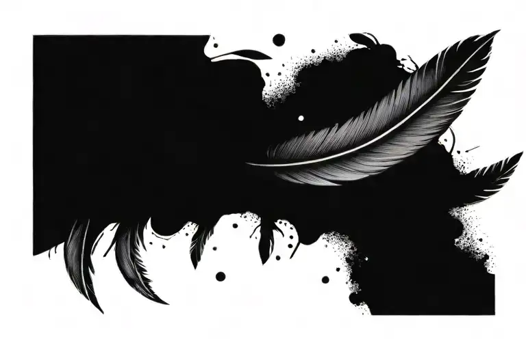 feathers falling throug space tattoo design idea